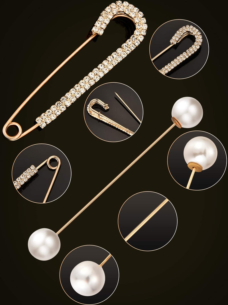 Chuangdi 6 Pieces Women Brooch Pins Sweater Shawl Cardigan Collar Clips Retro Pearl Crystal Dress Shirt Clip for Back Cinch and Waist for Women Girl Clothing Costume Accessory - Image 5